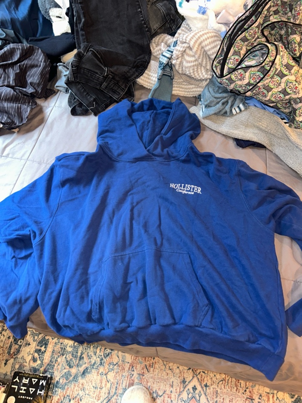 Hollister Royal Blue Pullover Hoodie with Front Pocket